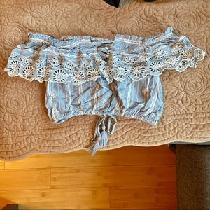 NWOT AEO Off the Shoulder Eyelet Crop Top